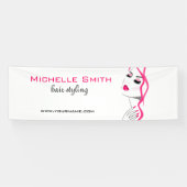 Wimpers Manicure Haar Roze Meisje Beauty Branding Spandoek (Horizontaal)