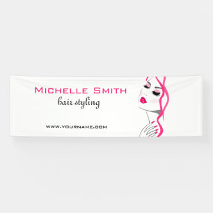 Wimpers Manicure Haar Roze Meisje Beauty Branding Spandoek
