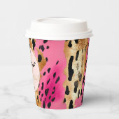 Wimpers Meisje Roze Glam Zwart Goud Luipaard Papieren Bekers (Links)