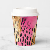 Wimpers Meisje Roze Glam Zwart Goud Luipaard Papieren Bekers (Achterkant)