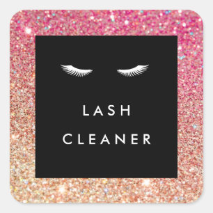 Wimpers met Rood/Bronzen Glitter Lash Cleaner Vierkante Sticker