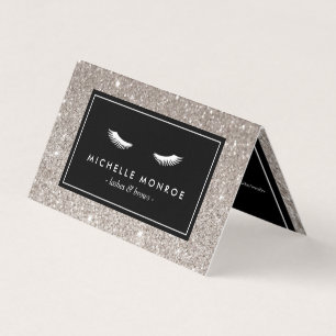 Wimpers met Silver Glitter Salon Aftercare Visitekaartjes
