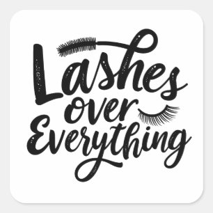 Wimpers Over Alles Eyeliner Make-up Meisjes Vierkante Sticker