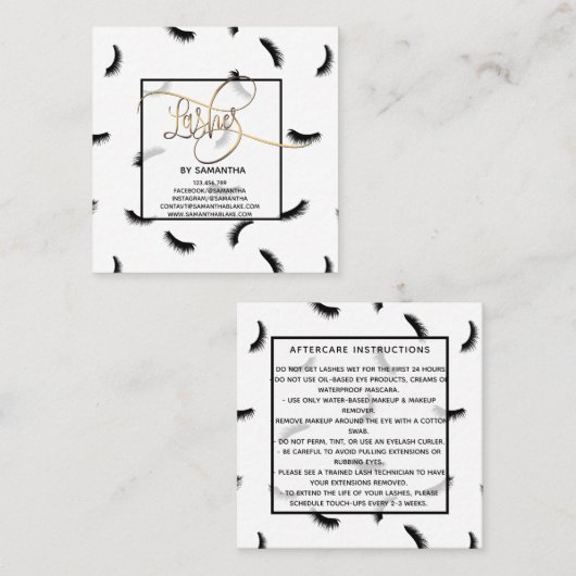 Wimpers Patroon Veel wimpers Na Zorg Vierkante Visitekaartje (Voorkant / Achterkant)