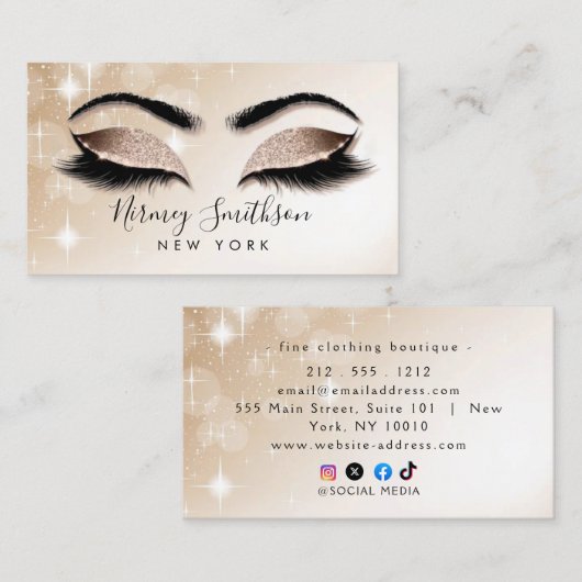 Wimpers Wenkbrauwen Make-up Blush Roze Waterverf B Visitekaartje (Voorkant / Achterkant)