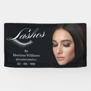 wimpers, zwart modern foto schoonheidssalon spandoek