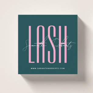 Wimperstylist moderne typografie script groen vier vierkante visitekaartje