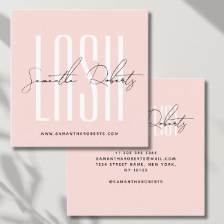Wimperstylist moderne typografie script roze blush vierkante visitekaartje