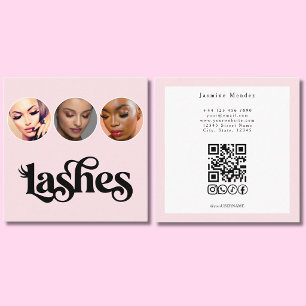Wimpertechnicus Blush Roze 3 Foto QR Code Vierkante Visitekaartje