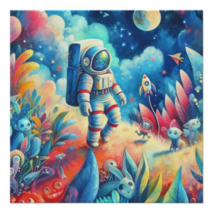 Wimsical Astronaut World Perfect Poster