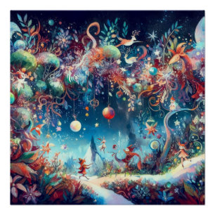 Wimsical kerstviering perfect poster