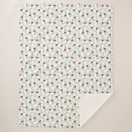 Wimsical Rode Wijn Glas Illustratiepatroon Sherpa Deken