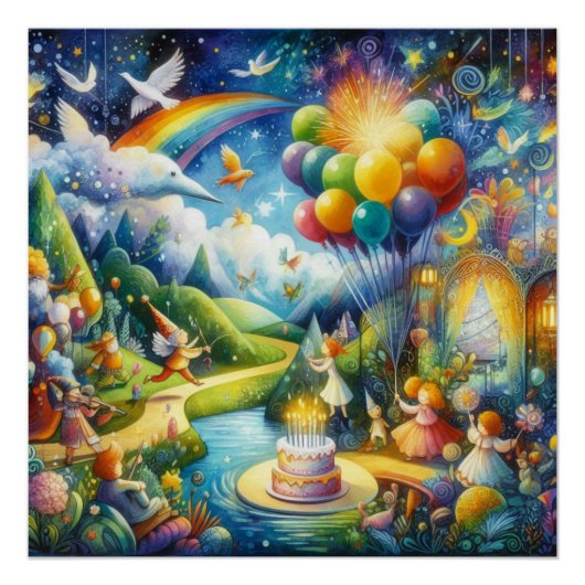 Wimsical verjaardagsviering perfect poster (Voorkant)