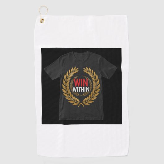 Win binnen." " golfhanddoek (Voorkant)