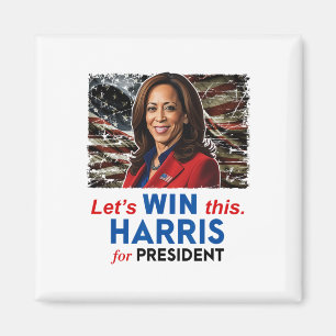 Win deze Harris voor President Kamala Harris 2024 Magneet