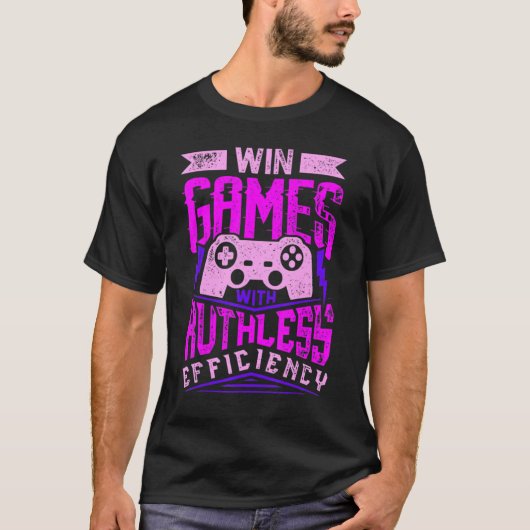 WIN GAMES WITH RUTHLESS EFFICIENCY Expert Gaming M T-shirt (Voorkant)