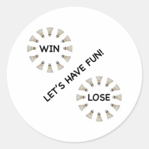 Win Verlies Fun Badminton Ronde Sticker