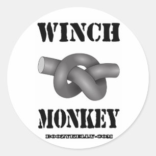 Winch Monkey, Sticker, Slickline, Oil, Gas, Gift Ronde Sticker