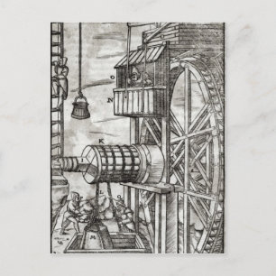 Winch voor water uit een mijn briefkaart