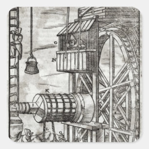 Winch voor water uit een mijn vierkante sticker