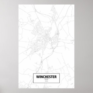 Winchester, Engeland (zwart op wit) Poster