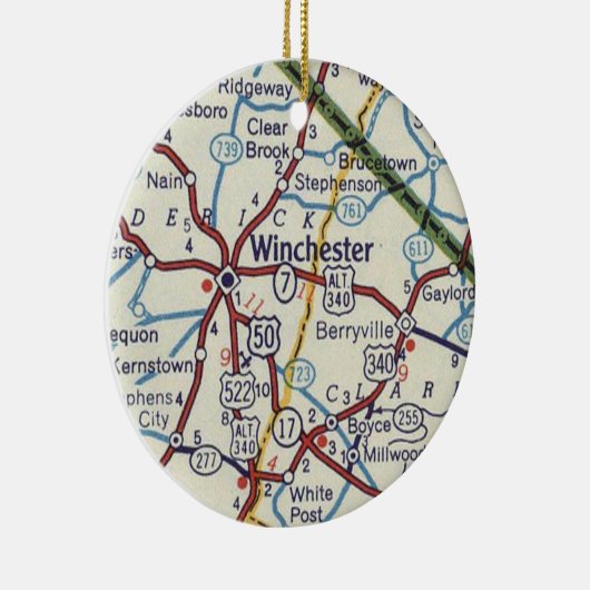 Winchester VA  Map Keramisch Ornament (Rechts)