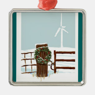 Wind boerderij kerstversiering metalen ornament