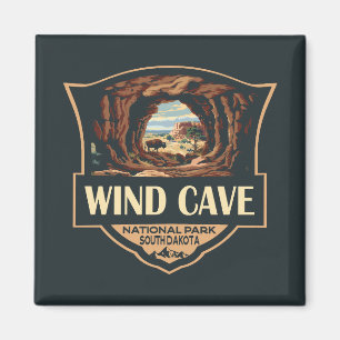 Wind Cave National Park Illustratie Retro Badge Magneet