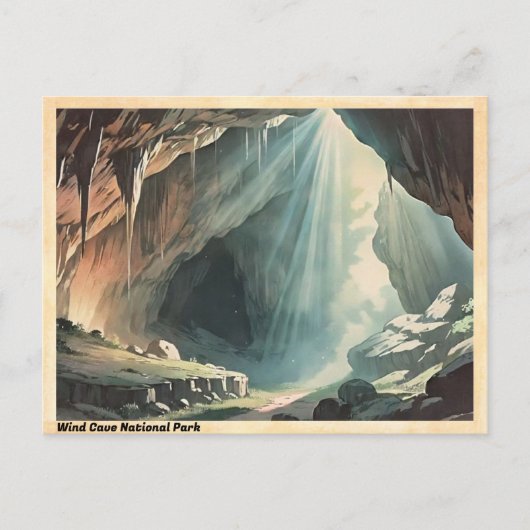 Wind Cave National Park Vintage Briefkaart (Voorkant)