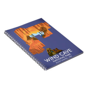 Wind Cave National Park wandelreizenposter. Notitieboek