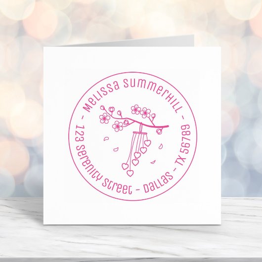 Wind Chime Blossom Round Address Zelfinktende Stempel