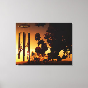 Wind Chime Golden Sunset Canvas Afdruk