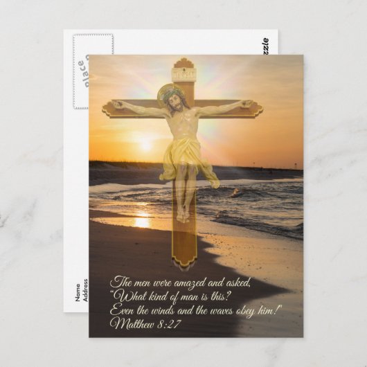 Wind en golven Obey Him Briefkaart (Voorkant / Achterkant)