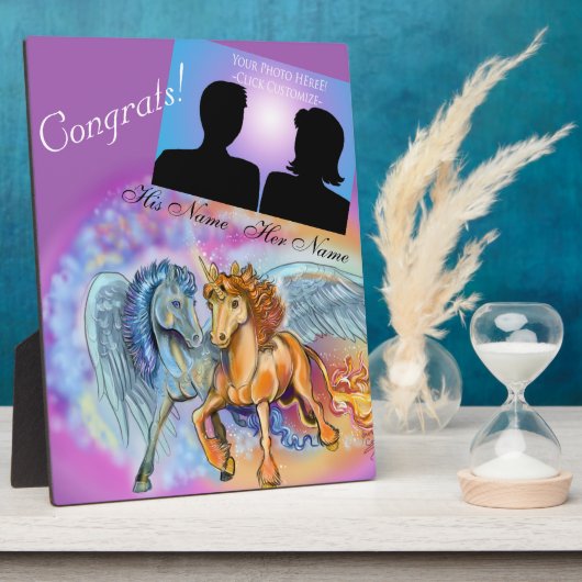 Wind en vlam Romantic unicorn ~plaque Fotoplaat (Zijkant)