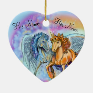 Wind- en Vlamunicorn Pegasus~ornament Keramisch Ornament