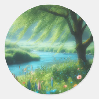 Wind in de Willow Ronde Sticker