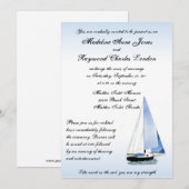 Wind in mijn zee, Sailboat Sailing Wedding Invidin Kaart (Voorkant / Achterkant)