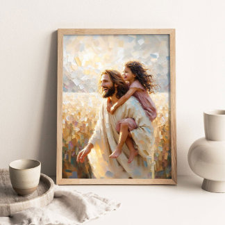 Wind of Faith, Christian Wall Art, Jesus and Girl, Poster