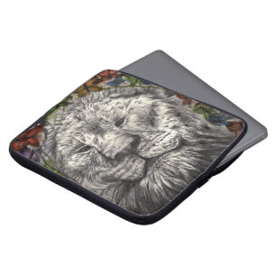 Wind onder mijn vleugels Leeuw Vlinder Dier Kunst Laptop Sleeve