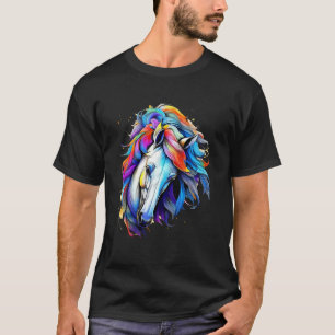 Wind Paard Portret Abstract Tribale Kunst Paard Li T-shirt