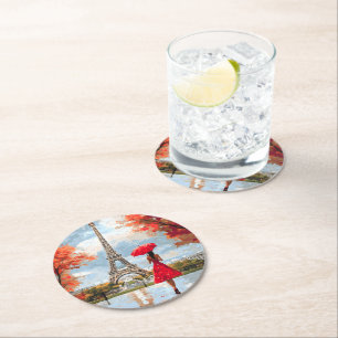 Wind Romance Paris Chic Walk Ronde Kartonnen Onderzetter
