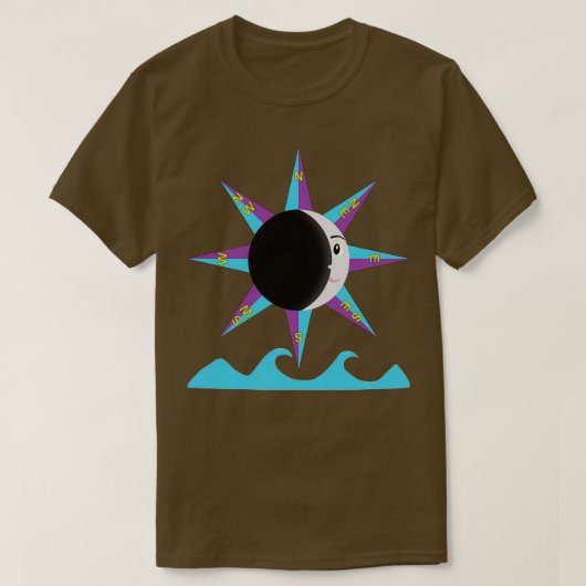 Wind roos met maan en zee TShirt (Design voorkant)
