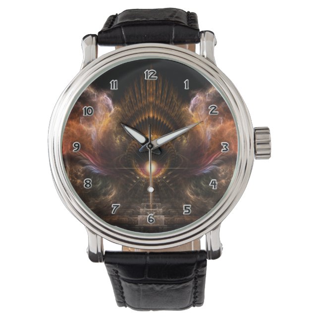 Wind Storm Fractal Art Wrist Watch Horloge (Voorkant)