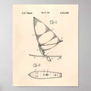 Wind Surfboard 1982 Patent Art Old Peper Poster