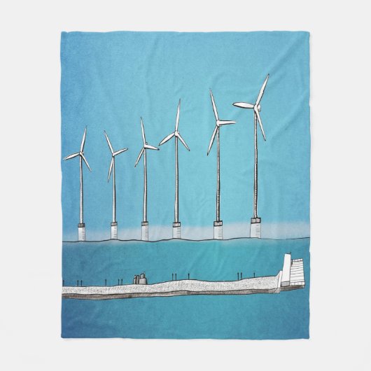 Wind Turbine Fleece Blanket Deken (Voorkant)