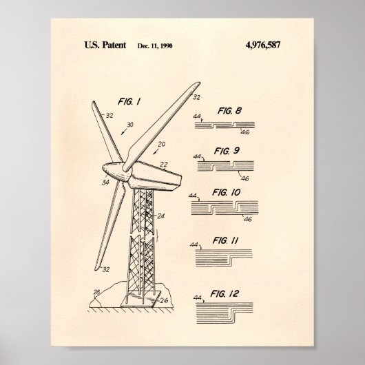 Wind Turbine Rotor 1990 oude kunstpoep Poster (Voorkant)