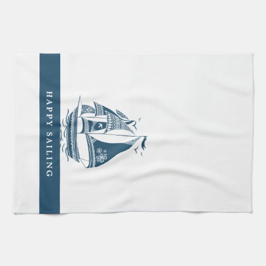 Wind zeilboot Tribal Design Theedoek (Horizontaal)