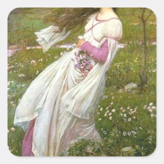Windbloemen John William Waterhouse Vierkante Sticker (Voorkant)