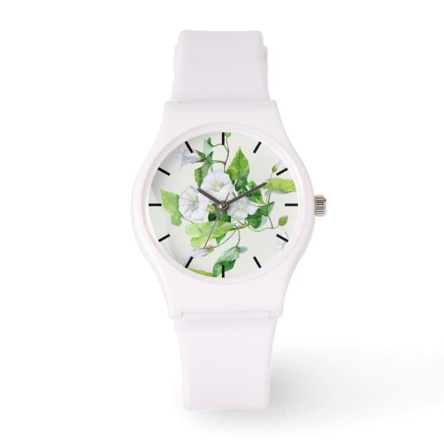 Winde witte bloem horloge (Voorkant)