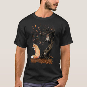 winden van de herfst Cute Fox onder de Herfst van T-shirt